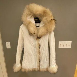 White Hooded Parka - Genuine Fur Trim & Lining XS